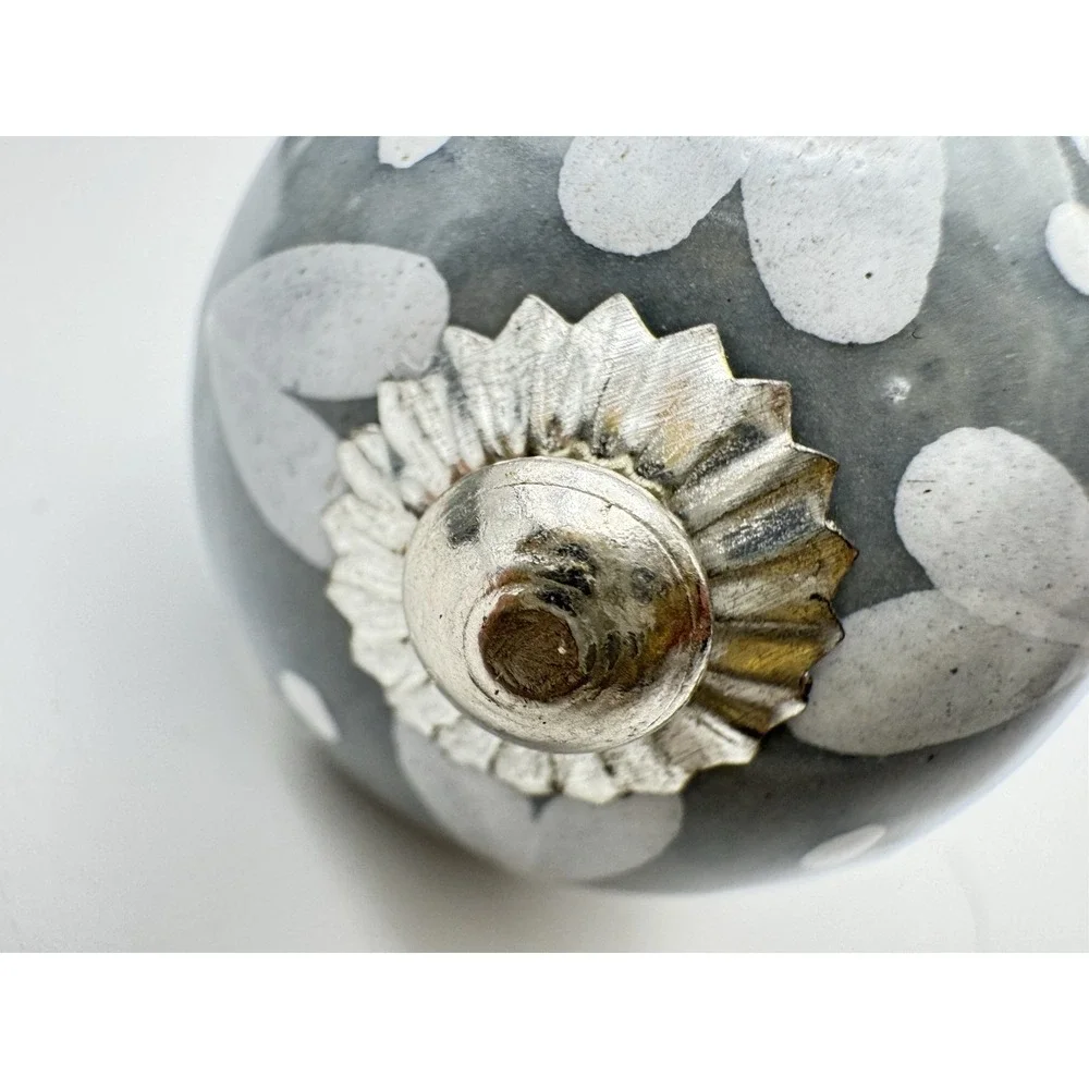 Blue Gray Ceramic Drawer Knobs‎ Set 6 Floral Cabinet Pulls Farmhouse Decor